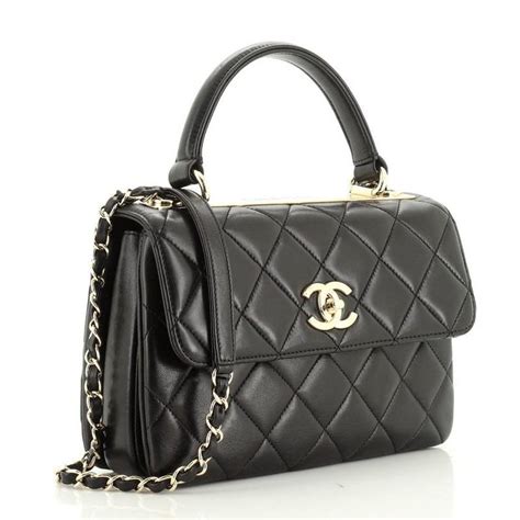 chanel black bag with handle|Chanel trendy top handle.